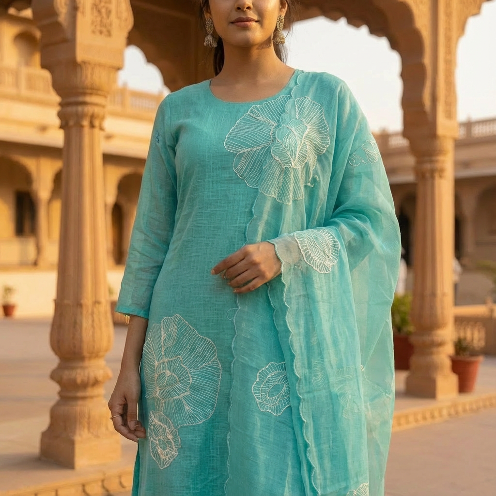 Aqua Blue Kurta Set