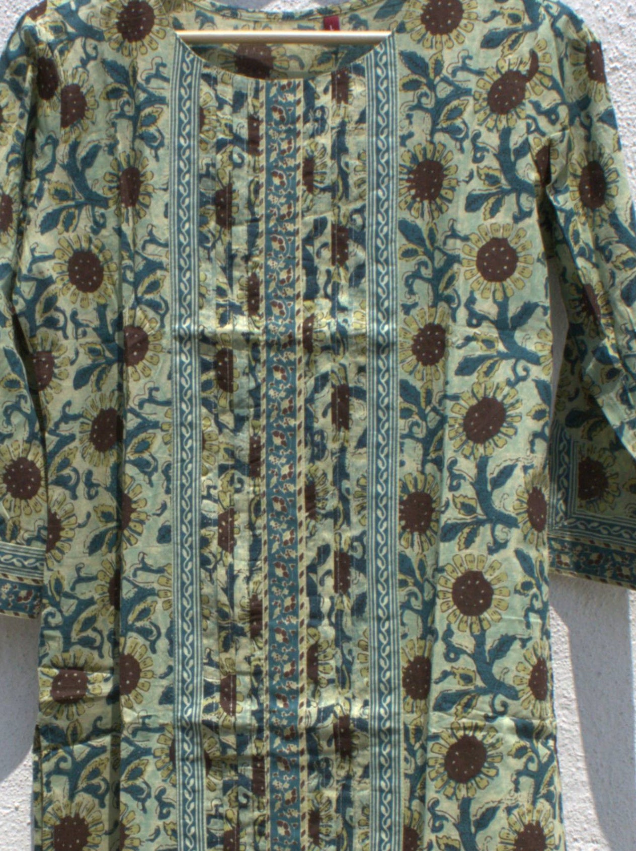 Green Hand Block Printed Cotton Kurta