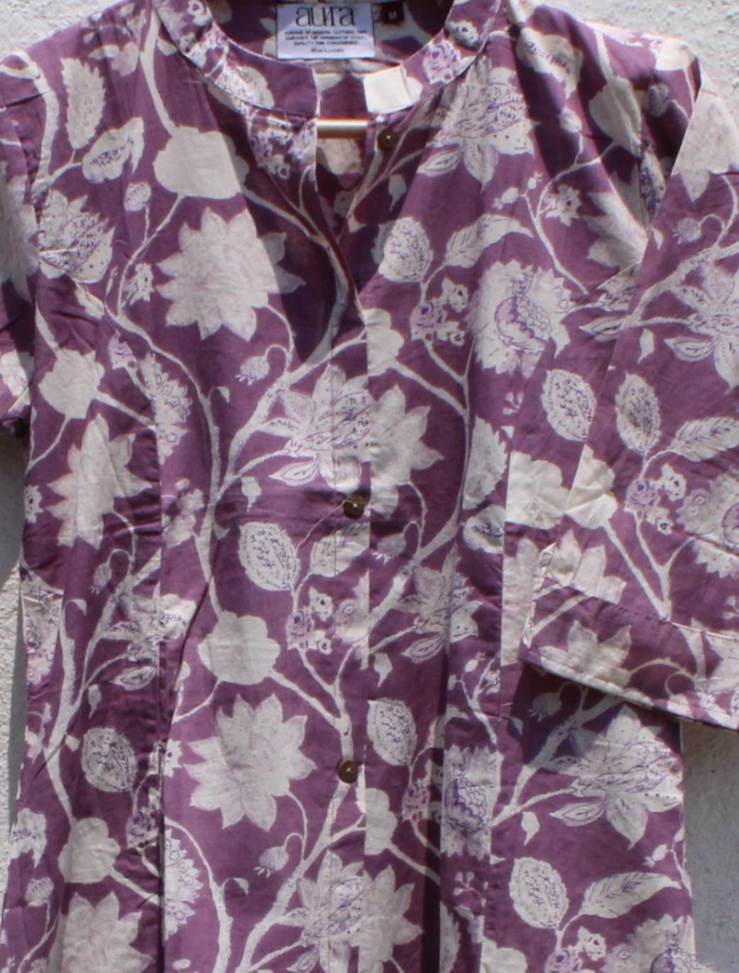 Purple Hand Block Cotton Kurta