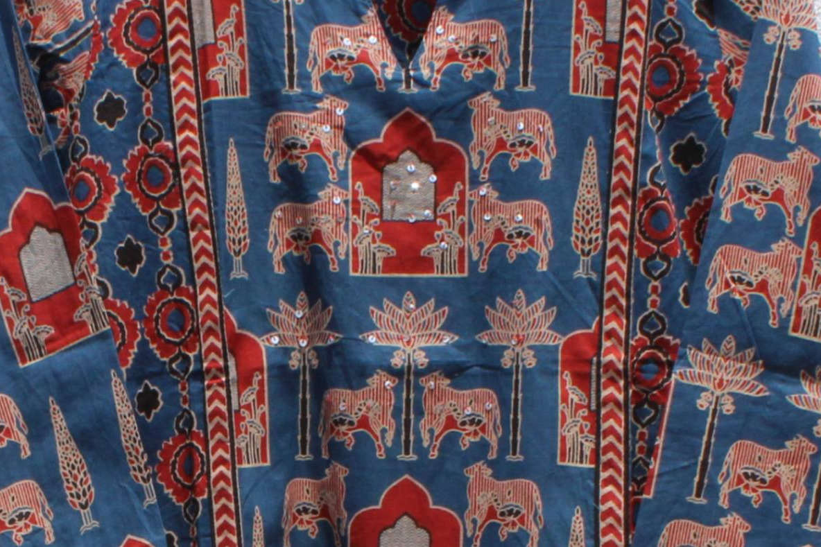 Blue Hand Block Printed Cotton Kurta