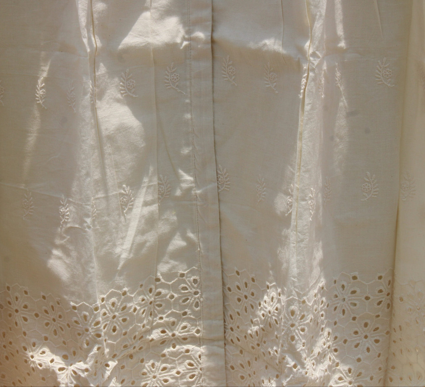 Beige Embroidered Hakoba Cotton Dress