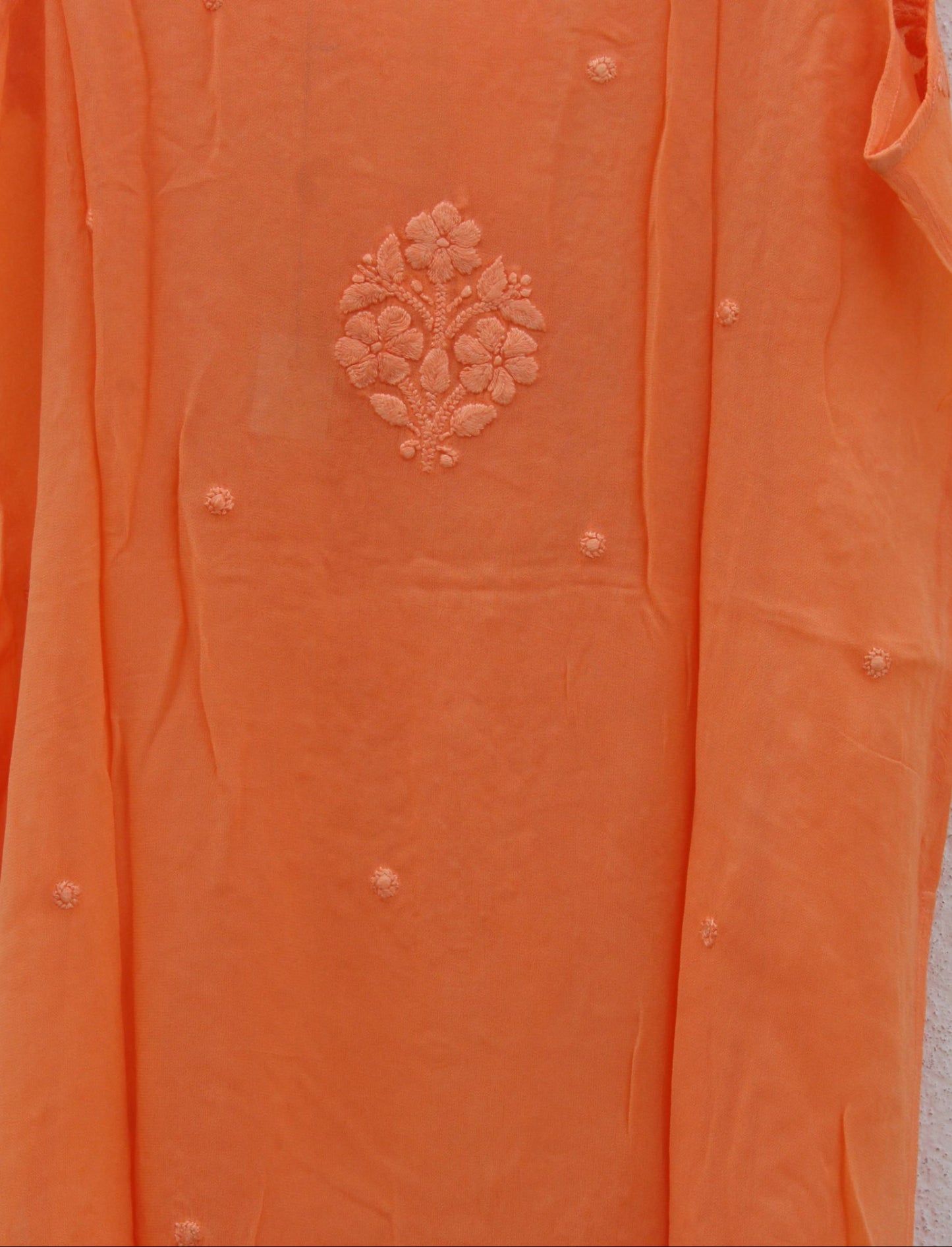 Orange Chikankari Long Kurta