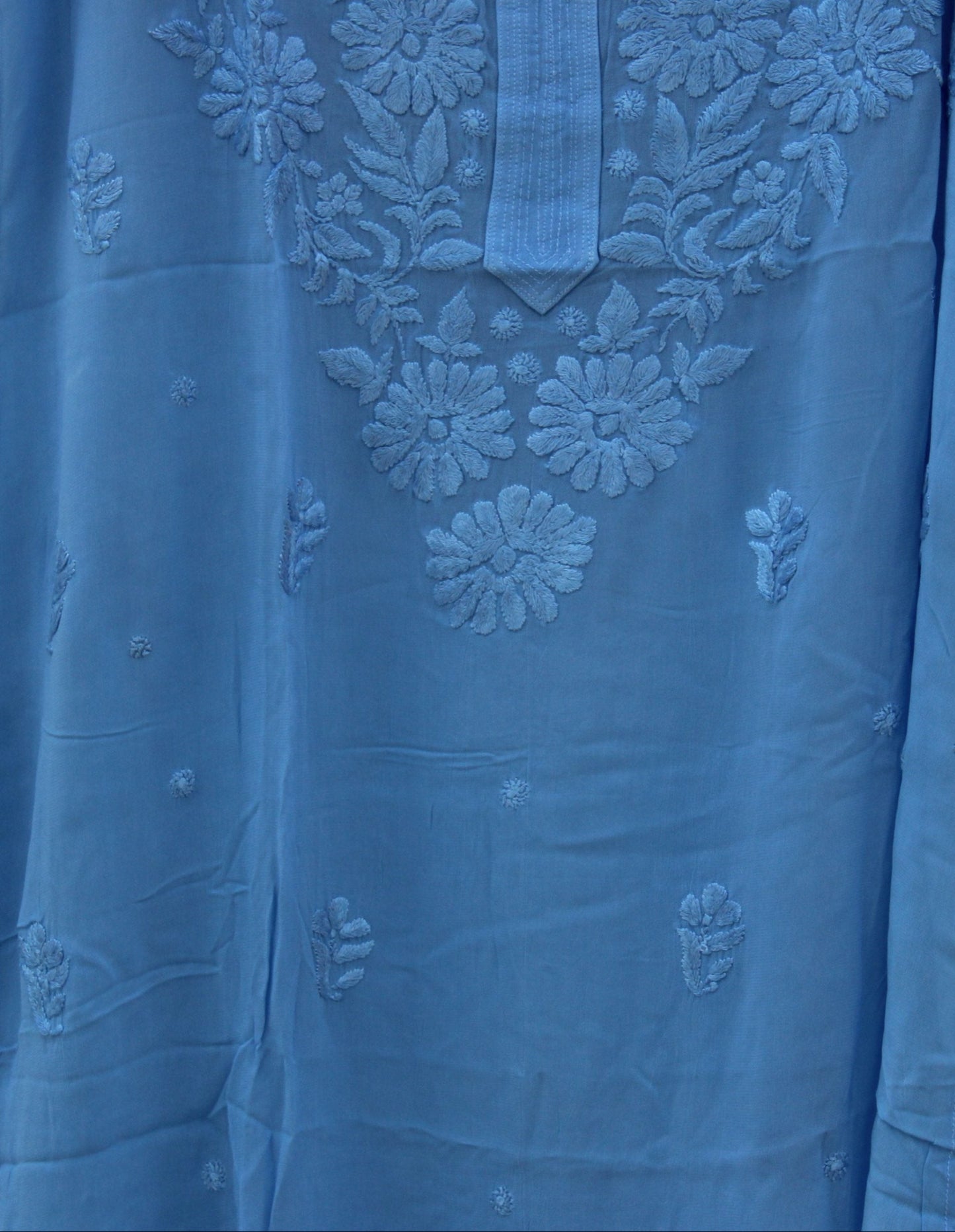 Blue Chikankari Long Kurta
