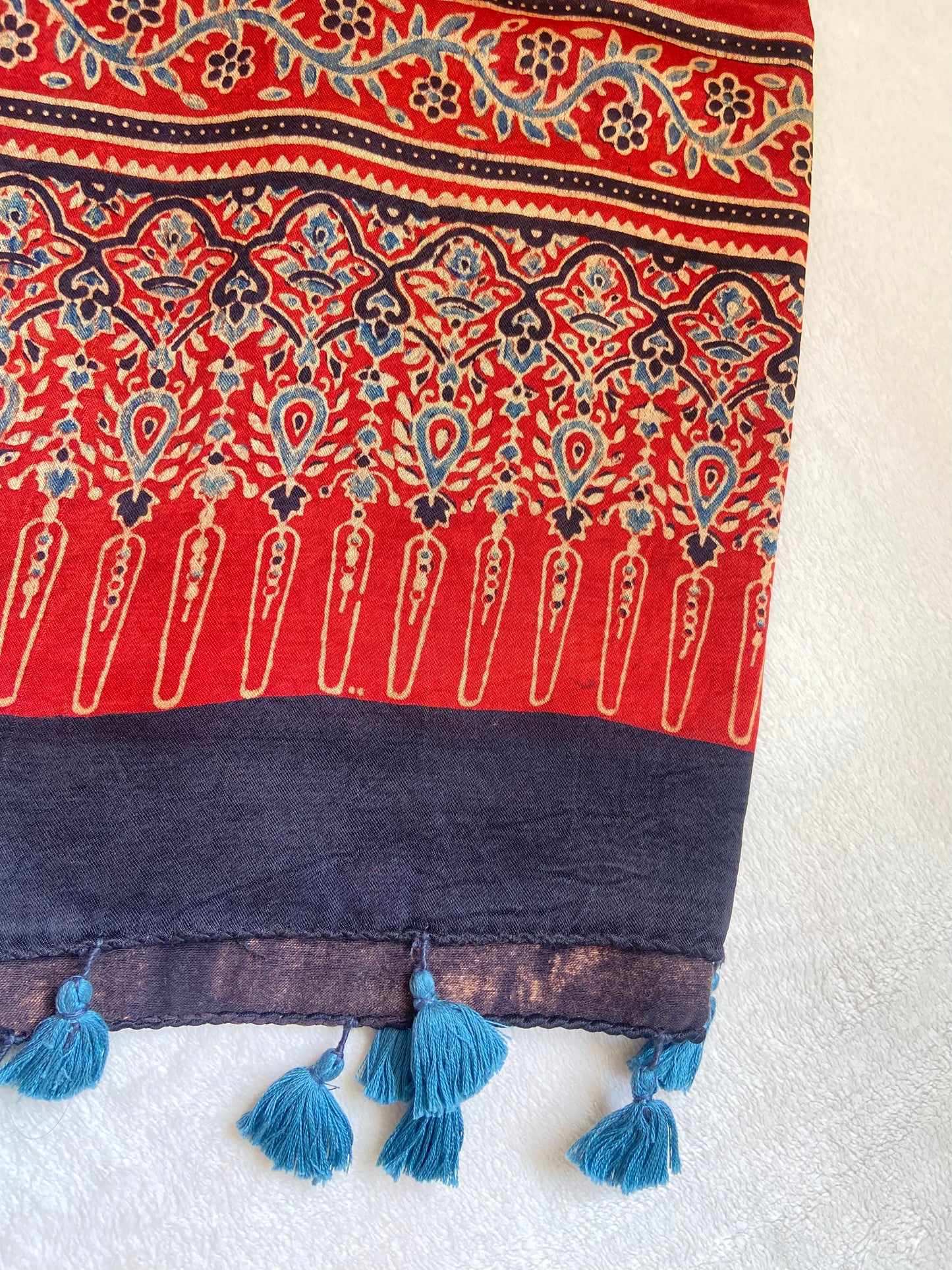 Red Ajrak Modal Silk Stole