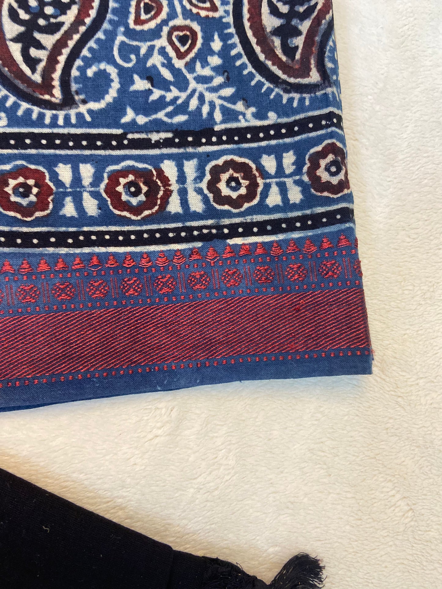 Blue with Red Border Cotton Dupatta