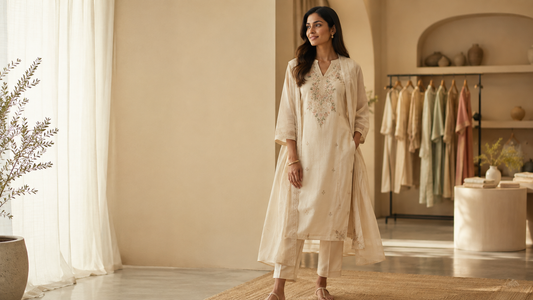 Woman wearing an elegant kurta set for different occasions