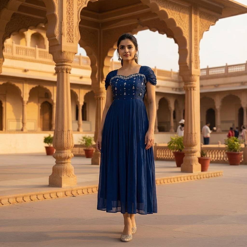 Chiffon Chinnon Ethnic Dress