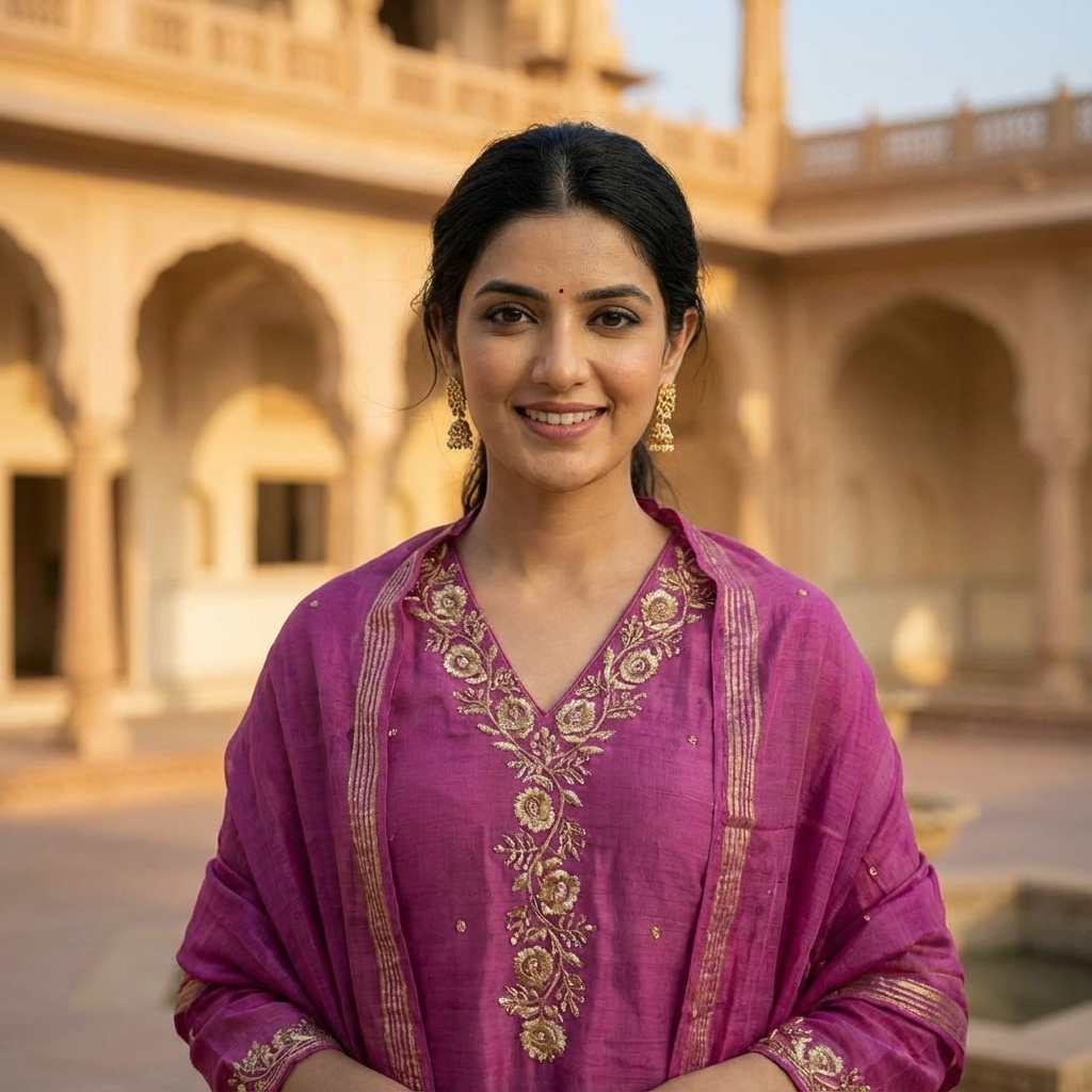 Magenta Chanderi Silk Suit
