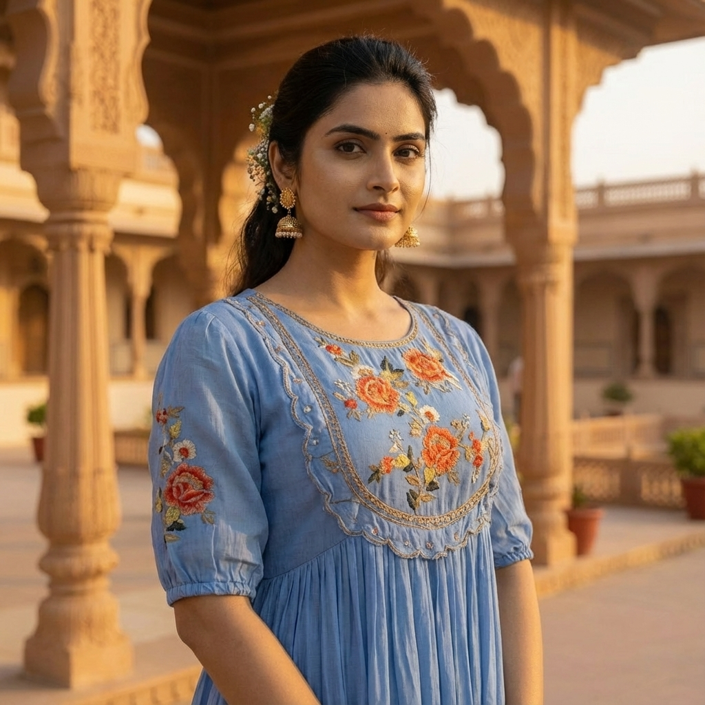 Dusty Sky Blue Chiffon Dress