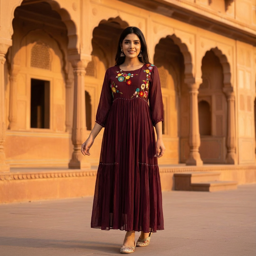 Deep Plum Chiffon Dress