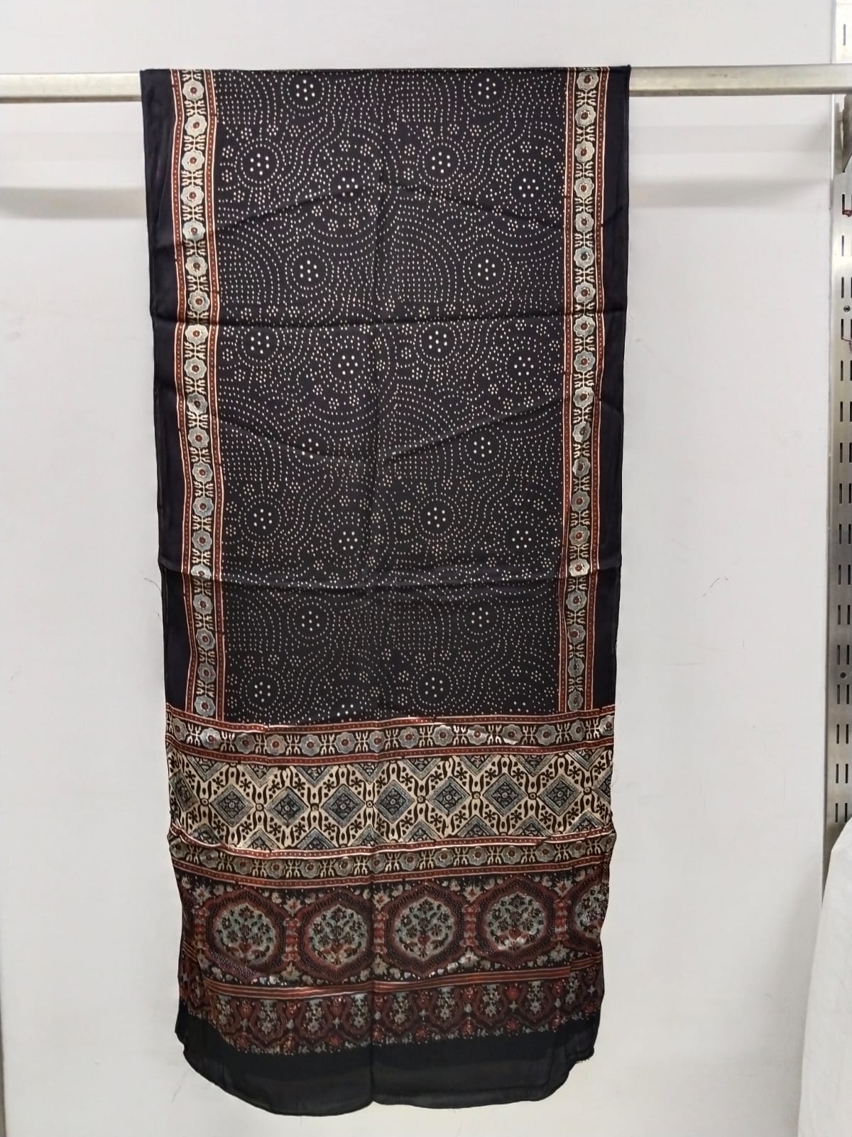 Black Ajrak Modal Silk Stole