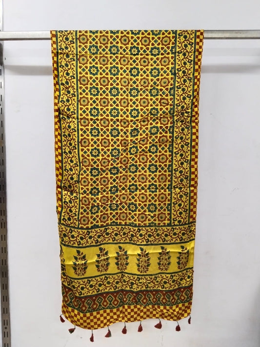 Haldi Yellow Ajrak Modal Stole