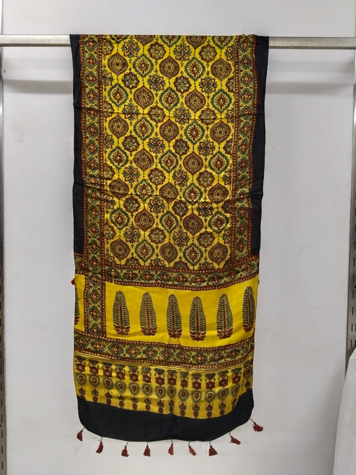 Sunshine Yellow Ajrak Modal Silk Stole