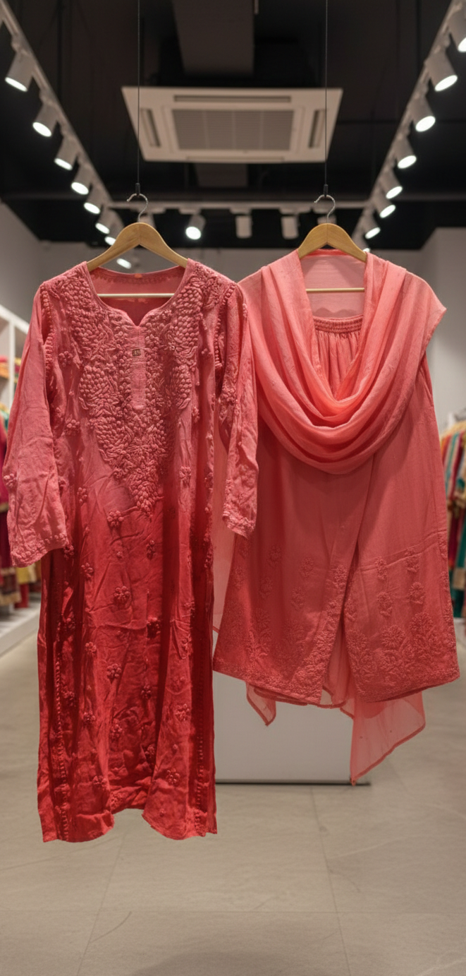 3D Georgette Chikankari Suit Set