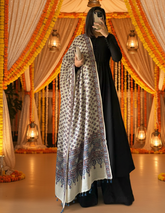 White Modal Silk Dupatta