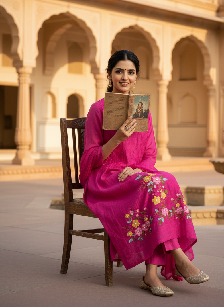 Pink Chanderi Silk Suit