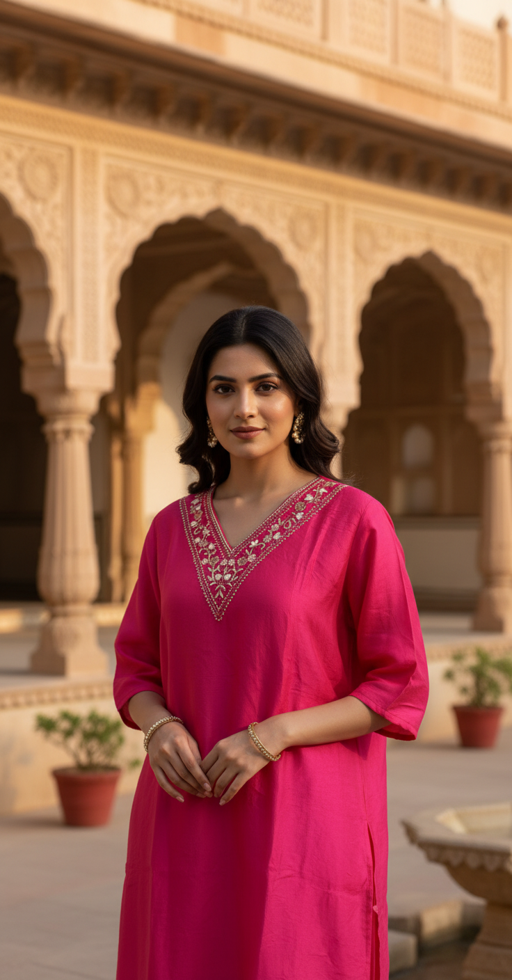 Hot Pink Dola Silk 3-piece Suit