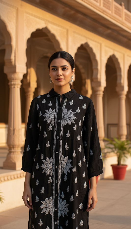 Black Shirt Chikankari