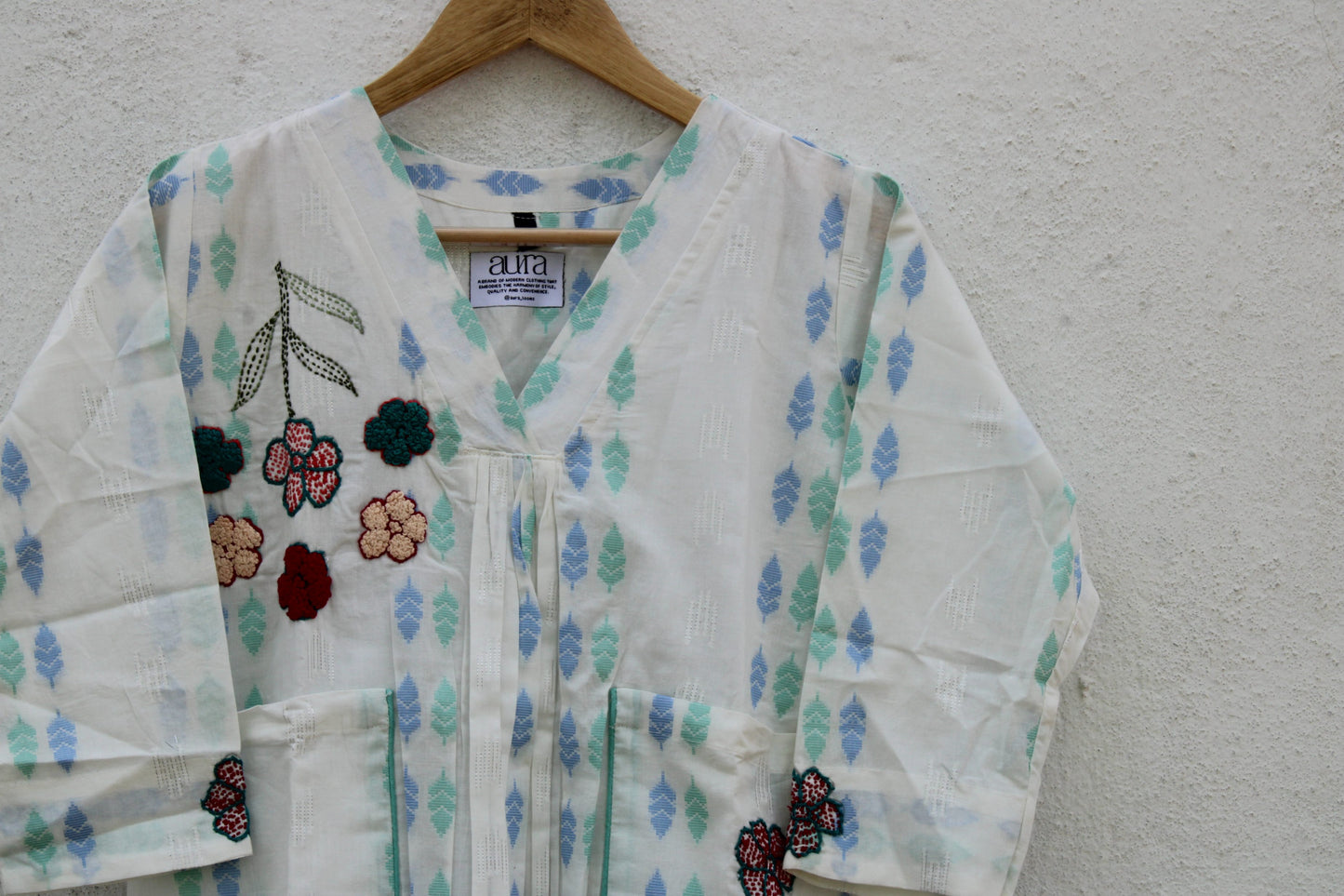 White Embroided Cotton Jamdani Dress