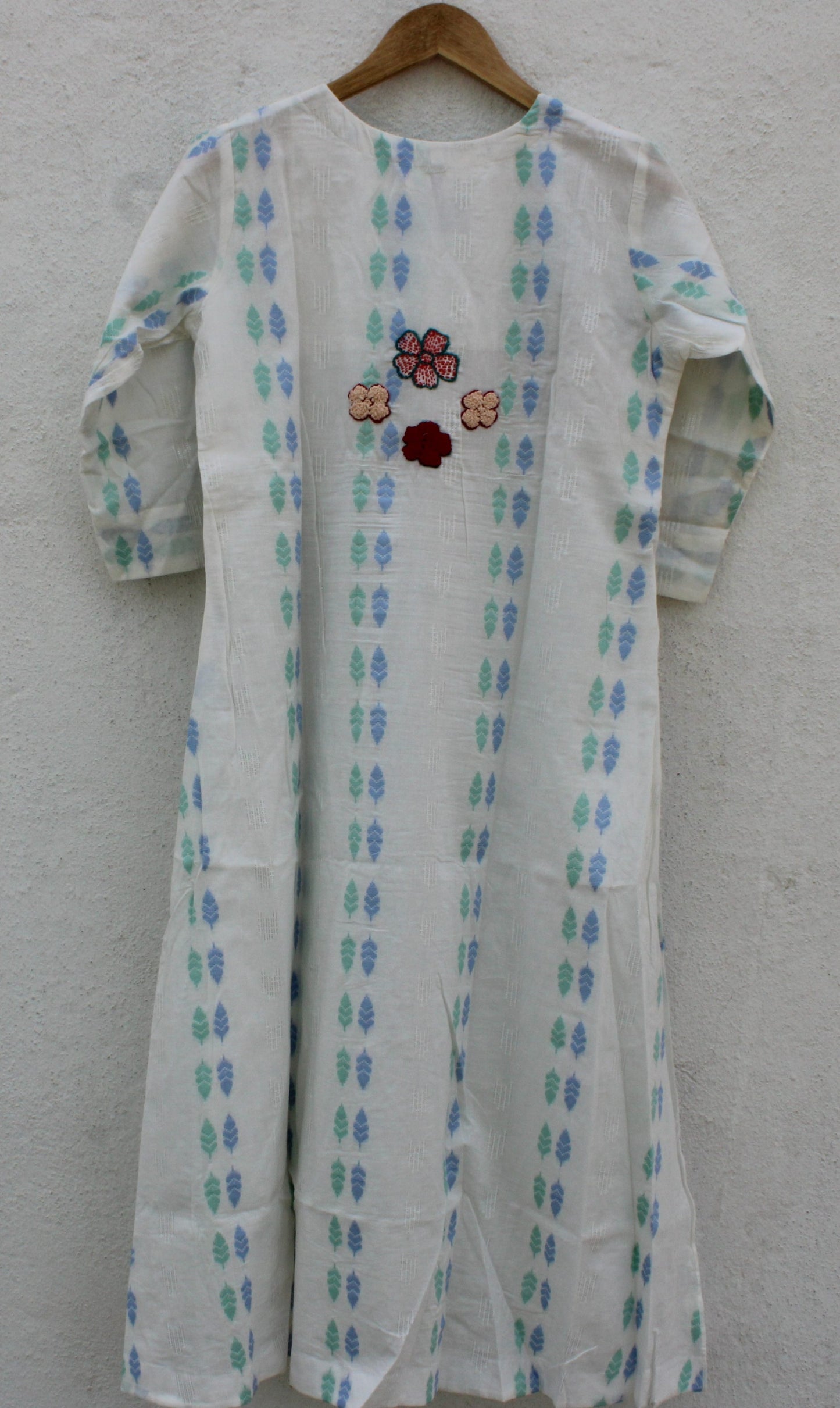 White Embroided Cotton Jamdani Dress