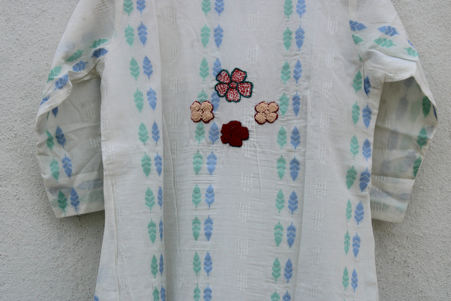 White Embroided Cotton Jamdani Dress