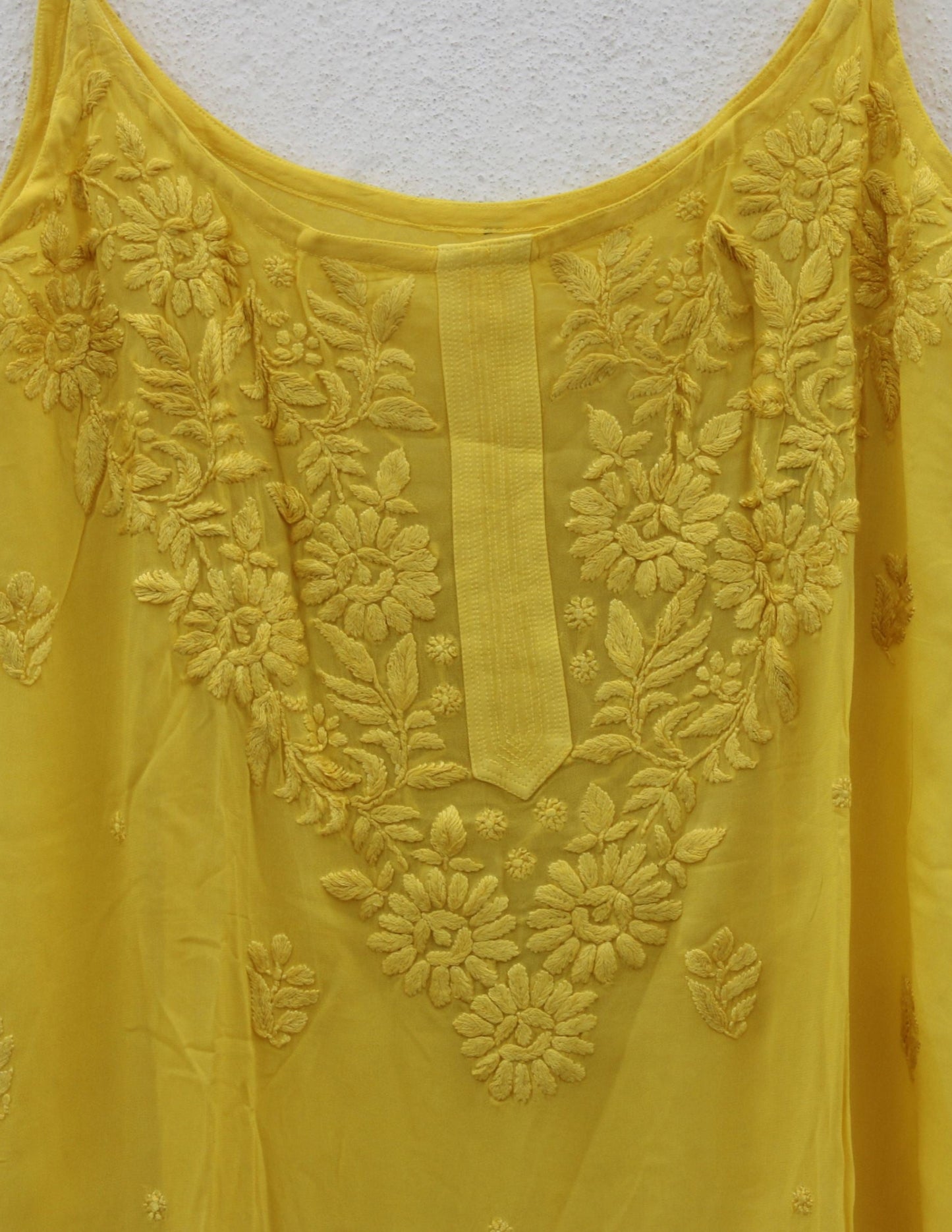 Yellow Chikankari Long Kurta