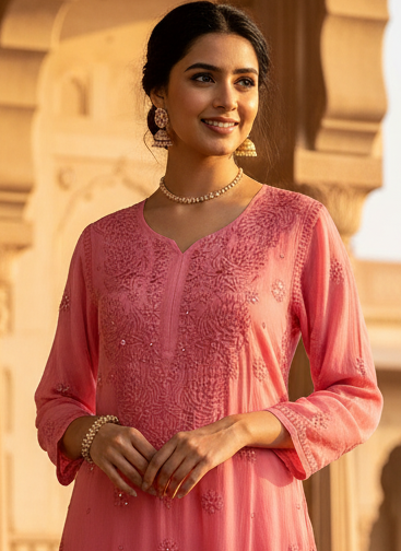 3d Georgette Chikankari Suit