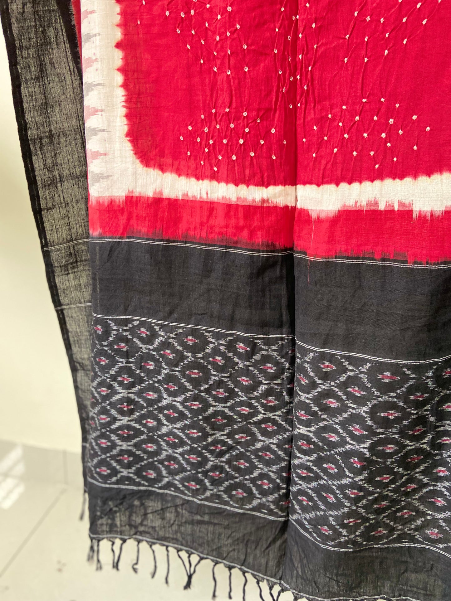Ikkat Red Cotton Dupatta