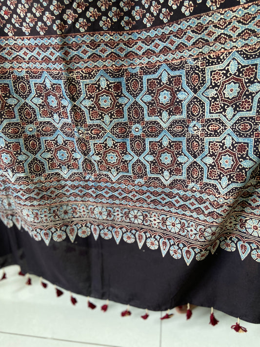 Black Blue Cotton Dupatta