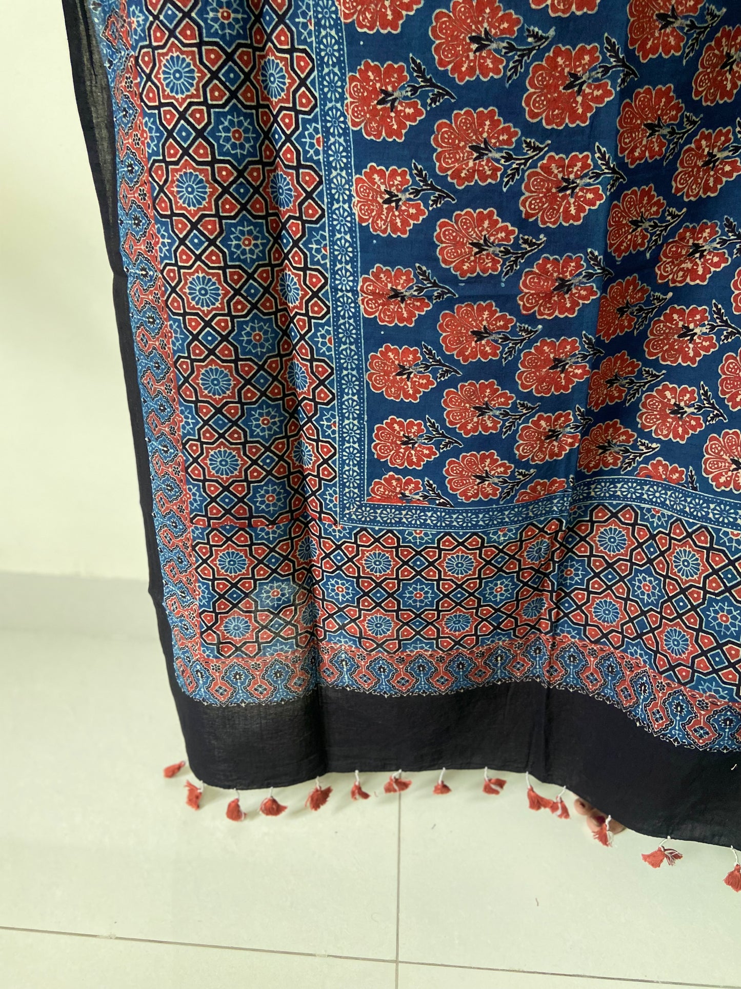 Blue red Cotton Dupatta