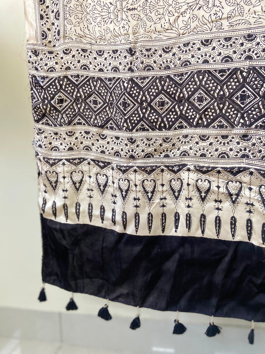 White Ajrak Modal Stole