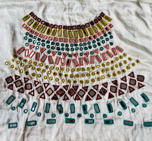 White Multi-color Modal Silk Blouse