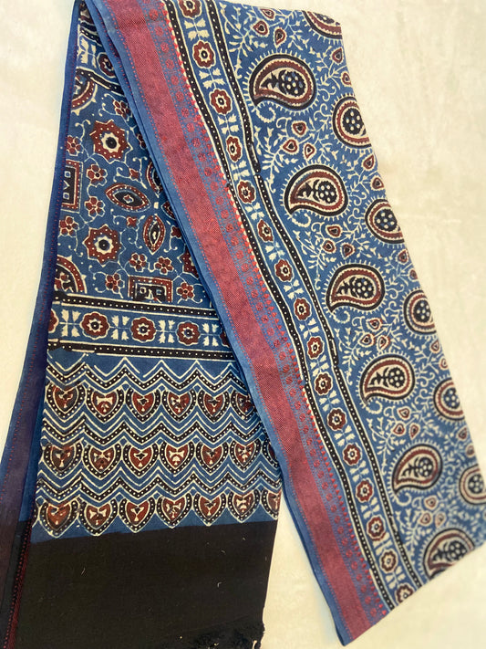 Blue with Red Border Cotton Dupatta