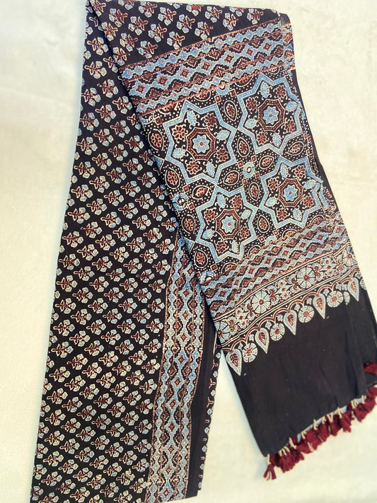 Black Handblock Cotton Dupatta