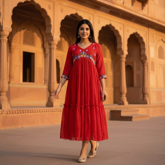 Crimson Red Chifffon Dress