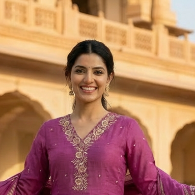 Magenta Chanderi Silk Suit