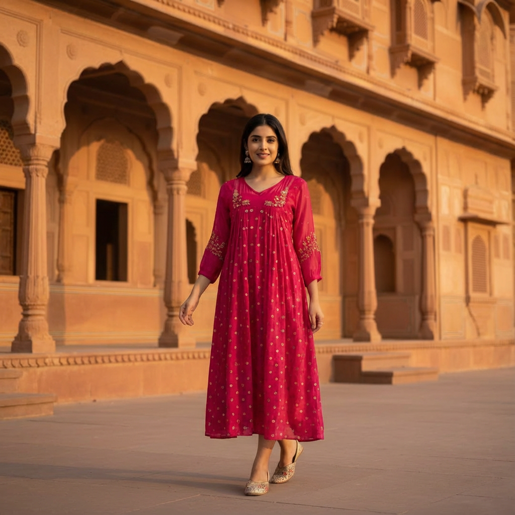 Raspberry Pink Georgette Dress